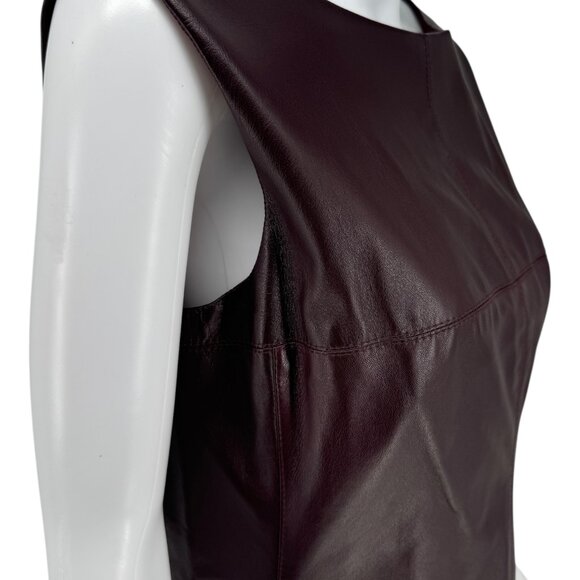 Pamella Roland Burgundy Leather Shift Dress – Excellent Pre-Owned Condition - Picture 7 of 12